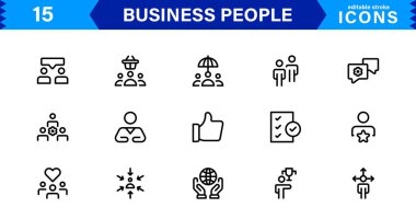 İş İnsanları Simgesi Temsili Liderlik, Takım Çalışması, Toplantılar, Büyüme ve Minimalist, Profesyonel ve İndirmeye Hazır Biçimde Başarı Ayarladı