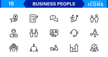 İş İnsanları Simgesi Temsili Liderlik, Takım Çalışması, Toplantılar, Büyüme ve Minimalist, Profesyonel ve İndirmeye Hazır Biçimde Başarı Ayarladı