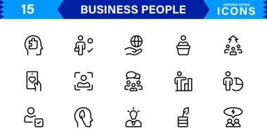 İş İnsanları Simgesi Temsili Liderlik, Takım Çalışması, Toplantılar, Büyüme ve Minimalist, Profesyonel ve İndirmeye Hazır Biçimde Başarı Ayarladı