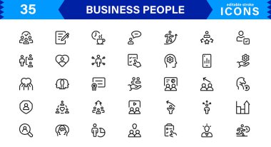 İş İnsanları Simgesi Temsili Liderlik, Takım Çalışması, Toplantılar, Büyüme ve Minimalist, Profesyonel ve İndirmeye Hazır Biçimde Başarı Ayarladı