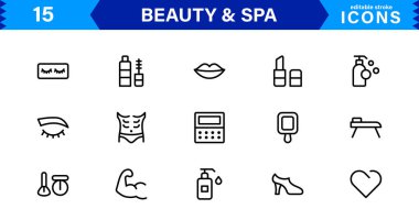 Güzellik ve Spa Simgesi Seti Sıhhatleri, Cilt Bakımı, Rahatlama ve Güzellik Bakımı Temiz, Profesyonel, Minimalist Vektör Tasarımı