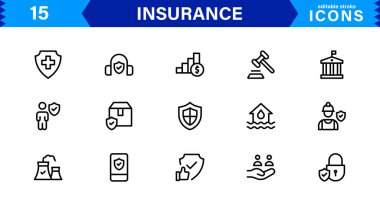 Sigorta Simgesi: Koruma, Politika, Kapsama, İddialar ve Risk Yönetimi Konseptlerini Temiz, Profesyonel ve Pazarlanabilir Vektör Biçiminde Özelleştirme