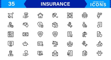 Sigorta Simgesi: Koruma, Politika, Kapsama, İddialar ve Risk Yönetimi Konseptlerini Temiz, Profesyonel ve Pazarlanabilir Vektör Biçiminde Özelleştirme
