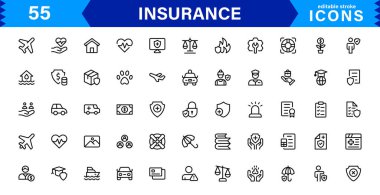 Sigorta Simgesi: Koruma, Politika, Kapsama, İddialar ve Risk Yönetimi Konseptlerini Temiz, Profesyonel ve Pazarlanabilir Vektör Biçiminde Özelleştirme