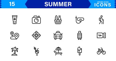 Yaz Simgesi Sahili, Güneş, Tatil, Seyahat ve Eğlence Etkinlikleri Taze, Minimalist ve SEO-Dost Canlısı Vektör Tasarımı