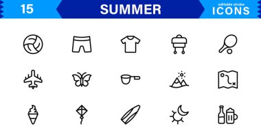 Yaz Simgesi Sahili, Güneş, Tatil, Seyahat ve Eğlence Etkinlikleri Taze, Minimalist ve SEO-Dost Canlısı Vektör Tasarımı