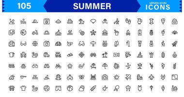 Yaz Simgesi Sahili, Güneş, Tatil, Seyahat ve Eğlence Etkinlikleri Taze, Minimalist ve SEO-Dost Canlısı Vektör Tasarımı
