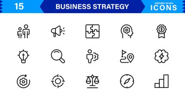 İş Stratejisi Simgesi Büyüme, Planlama, Başarı, Analiz ve Liderliği Temiz, Profesyonel ve Piyasaya Hazır Vektör Biçiminde Temsil Etme