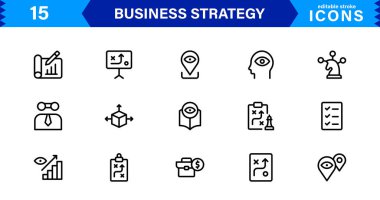 İş Stratejisi Simgesi Büyüme, Planlama, Başarı, Analiz ve Liderliği Temiz, Profesyonel ve Piyasaya Hazır Vektör Biçiminde Temsil Etme