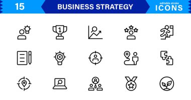 İş Stratejisi Simgesi Büyüme, Planlama, Başarı, Analiz ve Liderliği Temiz, Profesyonel ve Piyasaya Hazır Vektör Biçiminde Temsil Etme