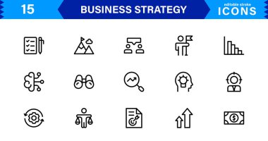 İş Stratejisi Simgesi Büyüme, Planlama, Başarı, Analiz ve Liderliği Temiz, Profesyonel ve Piyasaya Hazır Vektör Biçiminde Temsil Etme