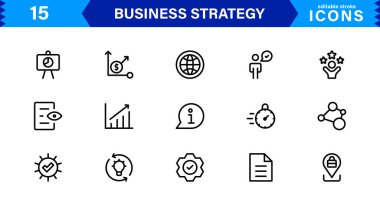 İş Stratejisi Simgesi Büyüme, Planlama, Başarı, Analiz ve Liderliği Temiz, Profesyonel ve Piyasaya Hazır Vektör Biçiminde Temsil Etme