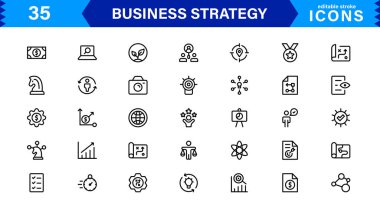 İş Stratejisi Simgesi Büyüme, Planlama, Başarı, Analiz ve Liderliği Temiz, Profesyonel ve Piyasaya Hazır Vektör Biçiminde Temsil Etme