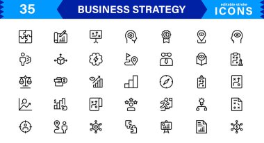 İş Stratejisi Simgesi Büyüme, Planlama, Başarı, Analiz ve Liderliği Temiz, Profesyonel ve Piyasaya Hazır Vektör Biçiminde Temsil Etme