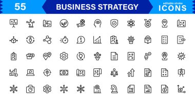 İş Stratejisi Simgesi Büyüme, Planlama, Başarı, Analiz ve Liderliği Temiz, Profesyonel ve Piyasaya Hazır Vektör Biçiminde Temsil Etme