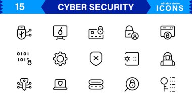 Siber Güvenlik Simgesi Korunma, Kalkan, Veri, Şifreleme ve Güvenlik Duvarı Konseptlerini Profesyonel, Temiz ve SEO İyimser Vektör Biçiminde Ayarla