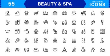Güzellik ve Spa Simgesi Seti Sıhhatleri, Cilt Bakımı, Rahatlama ve Güzellik Bakımı Temiz, Profesyonel, Minimalist Vektör Tasarımı