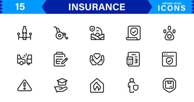 Sigorta Simgesi: Koruma, Politika, Kapsama, İddialar ve Risk Yönetimi Konseptlerini Temiz, Profesyonel ve Pazarlanabilir Vektör Biçiminde Özelleştirme