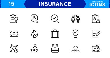 Sigorta Simgesi: Koruma, Politika, Kapsama, İddialar ve Risk Yönetimi Konseptlerini Temiz, Profesyonel ve Pazarlanabilir Vektör Biçiminde Özelleştirme