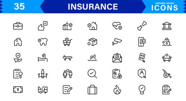 Sigorta Simgesi: Koruma, Politika, Kapsama, İddialar ve Risk Yönetimi Konseptlerini Temiz, Profesyonel ve Pazarlanabilir Vektör Biçiminde Özelleştirme