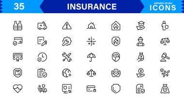 Sigorta Simgesi: Koruma, Politika, Kapsama, İddialar ve Risk Yönetimi Konseptlerini Temiz, Profesyonel ve Pazarlanabilir Vektör Biçiminde Özelleştirme