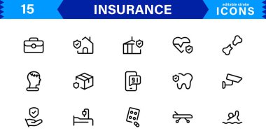 Sigorta Simgesi: Koruma, Politika, Kapsama, İddialar ve Risk Yönetimi Konseptlerini Temiz, Profesyonel ve Pazarlanabilir Vektör Biçiminde Özelleştirme