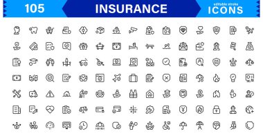 Sigorta Simgesi: Koruma, Politika, Kapsama, İddialar ve Risk Yönetimi Konseptlerini Temiz, Profesyonel ve Pazarlanabilir Vektör Biçiminde Özelleştirme