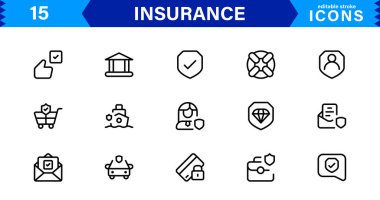 Sigorta Simgesi: Koruma, Politika, Kapsama, İddialar ve Risk Yönetimi Konseptlerini Temiz, Profesyonel ve Pazarlanabilir Vektör Biçiminde Özelleştirme