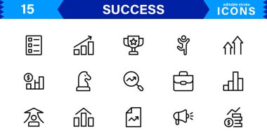 Temiz Vektör Biçiminde Başarı Simgesi Ayarlandı Başarı, Hedefler, Motivasyon, Ödüller ve İş İçin Büyüme.
