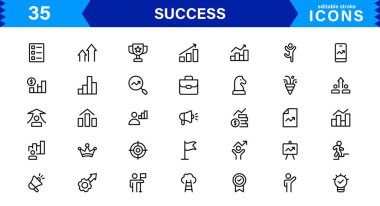 Temiz Vektör Biçiminde Başarı Simgesi Ayarlandı Başarı, Hedefler, Motivasyon, Ödüller ve İş İçin Büyüme.