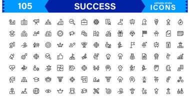 Temiz Vektör Biçiminde Başarı Simgesi Ayarlandı Başarı, Hedefler, Motivasyon, Ödüller ve İş İçin Büyüme.