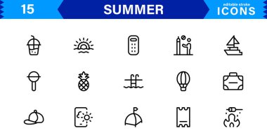 Yaz Simgesi Sahili, Güneş, Tatil, Seyahat ve Eğlence Etkinlikleri Taze, Minimalist ve SEO-Dost Canlısı Vektör Tasarımı
