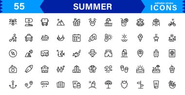 Yaz Simgesi Sahili, Güneş, Tatil, Seyahat ve Eğlence Etkinlikleri Taze, Minimalist ve SEO-Dost Canlısı Vektör Tasarımı