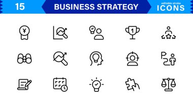 İş Stratejisi Simgesi Büyüme, Planlama, Başarı, Analiz ve Liderliği Temiz, Profesyonel ve Piyasaya Hazır Vektör Biçiminde Temsil Etme