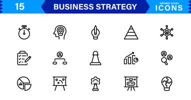 İş Stratejisi Simgesi Büyüme, Planlama, Başarı, Analiz ve Liderliği Temiz, Profesyonel ve Piyasaya Hazır Vektör Biçiminde Temsil Etme