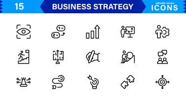 İş Stratejisi Simgesi Büyüme, Planlama, Başarı, Analiz ve Liderliği Temiz, Profesyonel ve Piyasaya Hazır Vektör Biçiminde Temsil Etme