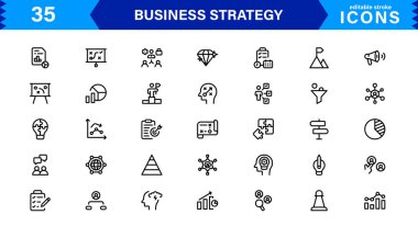 İş Stratejisi Simgesi Büyüme, Planlama, Başarı, Analiz ve Liderliği Temiz, Profesyonel ve Piyasaya Hazır Vektör Biçiminde Temsil Etme