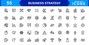 İş Stratejisi Simgesi Büyüme, Planlama, Başarı, Analiz ve Liderliği Temiz, Profesyonel ve Piyasaya Hazır Vektör Biçiminde Temsil Etme