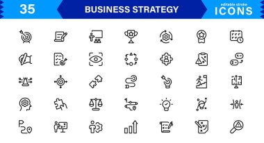 İş Stratejisi Simgesi Büyüme, Planlama, Başarı, Analiz ve Liderliği Temiz, Profesyonel ve Piyasaya Hazır Vektör Biçiminde Temsil Etme
