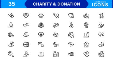 Yardım ve Bağış Simgeleri Minimum Vektör Biçiminde Eller, Kalp, Verme, Yardım ve Bağış Sembolleri