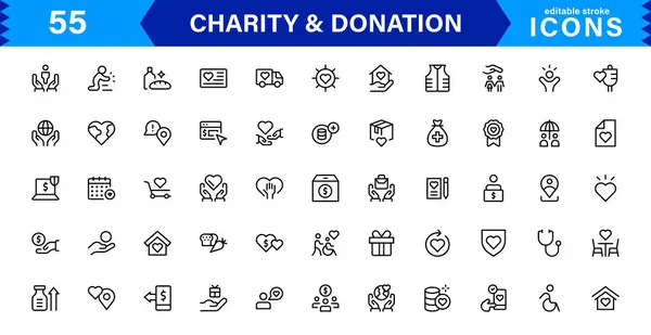 Yardım ve Bağış Simgeleri Minimum Vektör Biçiminde Eller, Kalp, Verme, Yardım ve Bağış Sembolleri