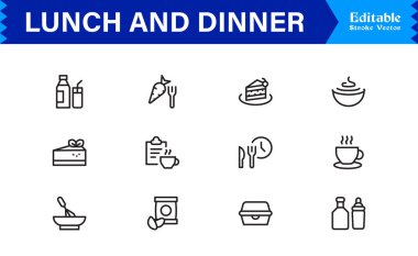 Yemek ve Öğle Yemeği Simgeleri Modern Profesyonel Satır Simgesi Mutfak ve Yemek Kavramları Minimum Vektör Tasarımı 