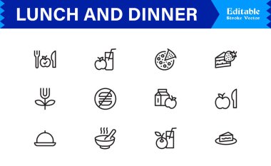 Yemek ve Öğle Yemeği Simgeleri Modern Profesyonel Satır Simgesi Mutfak ve Yemek Kavramları Minimum Vektör Tasarımı 