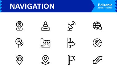 Yönlendirme Simgesi Ayarları Pusula, Harita, Konum İğneleri ve Yönlendirme Sembolleri Vektör Biçiminde