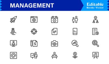 Yönetim Simgesi İşletme, Liderlik ve Takım Çalışması Sembollerini Vektör Biçiminde Ayarla