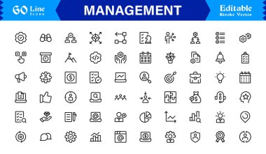 Yönetim Simgesi İşletme, Liderlik ve Takım Çalışması Sembollerini Vektör Biçiminde Ayarla