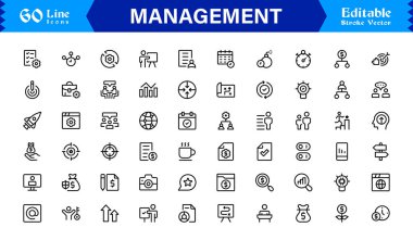 Yönetim Simgesi İşletme, Liderlik ve Takım Çalışması Sembollerini Vektör Biçiminde Ayarla