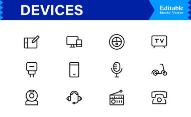 Modern Aygıtlar Simgesi Smartphone, Tabletler, Dizüstü bilgisayarlar ve Vektör Biçiminde Giyilebilir
