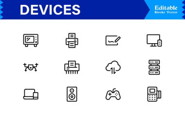 Modern Aygıtlar Simgesi Smartphone, Tabletler, Dizüstü bilgisayarlar ve Vektör Biçiminde Giyilebilir
