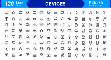 Modern Aygıtlar Simgesi Smartphone, Tabletler, Dizüstü bilgisayarlar ve Vektör Biçiminde Giyilebilir